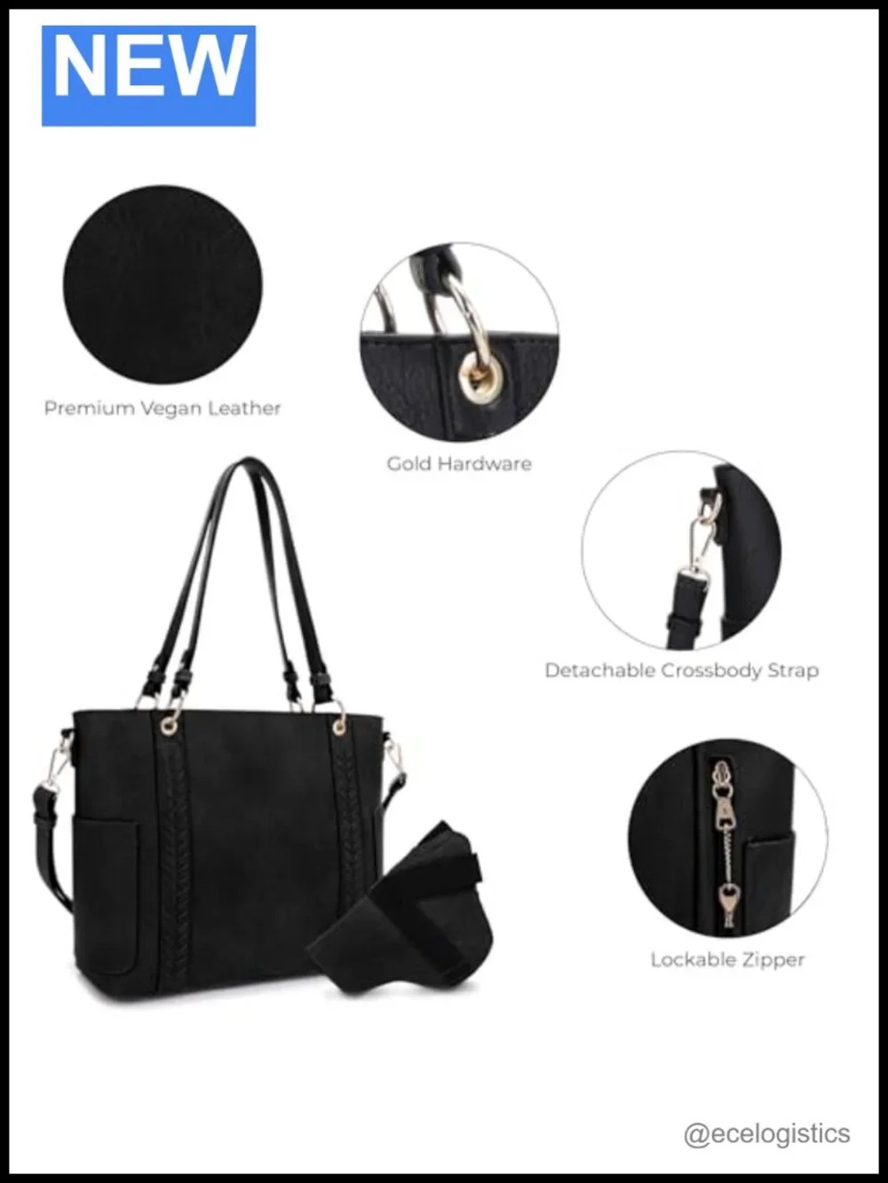 Faux Leather Concealed Carry Tote with Lock and Holster